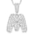 CZ Initial M Bubble Letter Pendant Necklace In Sterling Silver 1.92ctw