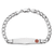 Rhodium Over 14k White Gold Medical Soft Diamond Shape Red Enamel Cuban
ID Bracelet