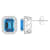 8x6mm Emerald Cut Swiss Blue Topaz And White Topaz Rhodium Over Sterling
Silver Halo Stud Earrings