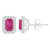 6x4mm Emerald Cut Ruby 1/5 ctw Diamond Rhodium Over Sterling Silver Halo
Stud Earrings