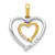 10k Yellow Gold and 10k White Gold Diamond Heart Pendant