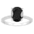 10x8mm Oval Black Onyx and 1/10 ctw Diamond Rhodium Over Sterling Silver Ring
