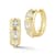 Rachel Zoe CZ Three-Stone Hoop Earrings In 14K Gold Over Sterling Silver