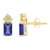 6x4mm Emerald Cut Tanzanite with Diamond Accents 14k Yellow Gold Stud Earrings