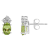 6x4mm Oval Peridot with Diamond Accents 14k White Gold Stud Earrings