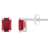 6x4mm Emerald Cut Lab Created Ruby Rhodium Over 10k White Gold Stud Earrings