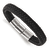 Black Woven Leather and Stainless Steel Polished 8-inch with 0.5-inch
Extension Bracelet