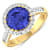Round Violet Tanzanite and Diamond 14K Yellow Gold Halo Ring 3.11 ctw