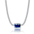 Sapphire Color CZ Solitaire Necklace In Sterling Silver