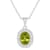 8x6mm Oval Peridot and White Topaz Accent Rhodium Over Sterling Silver
Halo Pendant w/Chain