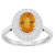 8x6mm Oval Citrine And White Topaz Accents Rhodium Over Sterling Silver
Double Halo Ring