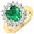 3.93ctw Green Emerald and Diamond 14K Yellow Gold Halo Ring