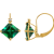 10K Yellow Gold Lab Created Emerald and Diamond Princess Leverback
Earrings 2.40ctw