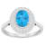8x6mm Oval Swiss Blue Topaz And White Topaz Accents Rhodium Over
Sterling Silver Double Halo Ring