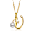 Initial U Pear Shape CZ And Pearl Pendant Necklace In 14K Gold Over Brass