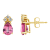 7x5mm Pear Shape Pink Topaz with Diamond Accents 14k Yellow Gold Stud Earrings