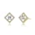 CZ Halo Stud Earrings In 14K Gold Over Brass