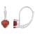 5mm Heart Shape Garnet Rhodium Over 10k White Gold Drop Earrings
