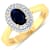 1.06ctw Blue Sapphire and Diamond 14K Yellow Gold Halo Ring