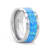 QUASAR Tungsten Wedding Band with Blue Green Opal Inlay 10mm