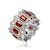Ruby Color CZ Cocktail Ring In Two-Tone White And Gold Plated Brass
