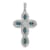 Rhodium Over 14K White Gold White and Blue Diamond Cross Pendant