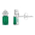 6x4mm Emerald Cut Emerald with Diamond Accents 14k White Gold Stud Earrings
