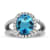 Blue Topaz and Diamond 14k White Gold Halo Split Shank Ring 4.00ctw