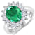 3.93ctw Green Emerald and Diamond 14K White Gold Halo Ring
