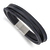 Navy Blue Leather and Stainless Steel Brushed Multi Strand 8-inch Bracelet