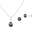 6.5-7mm Button/Drop Black Freshwater Pearl Rhodium Over Sterling Earring
and Pendant W/Chain Set