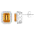 8x6mm Emerald Cut Citrine And White Topaz Accent Rhodium Over Sterling
Silver Halo Stud Earrings