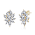 CZ Corsage Flower Cluster Stud Earrings In 14K Gold Over Sterling Silver