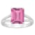 10x8mm Emerald Cut Pink Topaz Rhodium Over Sterling Silver Ring