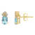 6x4mm Oval Aquamarine with Diamond Accents 14k Yellow Gold Stud Earrings