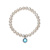 Cultured Pearl And CZ Charm Stretch Bracelet In Sterling Silver 7-8mm