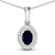 0.75ctw 14K White Gold Blue Sapphire and White Diamond Pendant with 18
inch Cable Chain