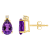 8x5mm Pear Shape Amethyst with Diamond Accents 14k Yellow Gold Stud Earrings