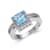 Blue Topaz with White Topaz Accents Sterling Silver Halo with Split
Shank Ring
