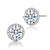 CZ Halo Stud Earrings In Sterling Silver