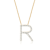 Lab-Grown Diamond Initial R Necklace In 14K Gold Over Sterling Silver 0.50ctw