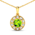 1.85ctw 14K Yellow Gold Round Peridot and White Diamond Pendant with 18
inch Cable Chain