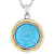 Turquoise Two-Tone Pendant Necklace In 14K Gold Over Sterling Silver