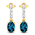 1.40ctw 14K Yellow Gold London Blue Topaz and White Diamond Halo Earrings