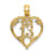 14k Yellow Gold Textured 13 in Heart Cut-out Pendant