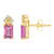 6x4mm Emerald Cut Pink Topaz with Diamond Accents 14k Yellow Gold Stud Earrings