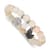 Stainless Steel Antiqued and Polished Butterfly White Jade Stretch Bracelet