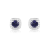 Blue Sapphire with Moissanite Sterling Silver Halo Stud Earrings