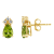 7x5mm Pear Shape Peridot with Diamond Accents 14k Yellow Gold Stud Earrings