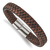 Brown Leather and Stainless Steel Polished 11.50mm 8.5-inch Bracelet